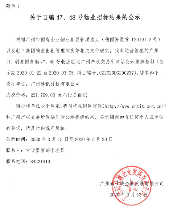 關(guān)于自編47、48號(hào)物業(yè)招標(biāo)結(jié)果公示的通知